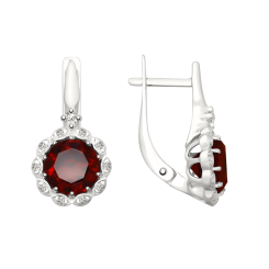 Earrings with garnet and zirconia 