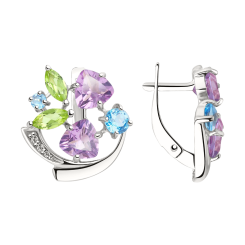 Ohrhänger mit Amethyst, Chrysalith, Topas, Zirkonia 