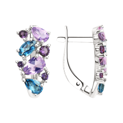 Ohrhänger mit Amethyst, Zirkonia und Topas 