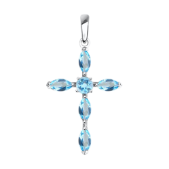 Подвеска-крест с топазами 