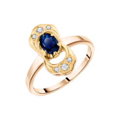 Кольцо с сапфиром и фианитами 