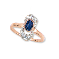 Damenring mit Saphir und Zirkonia 