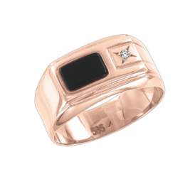 Мужское кольцо с ониксом и фианитом 