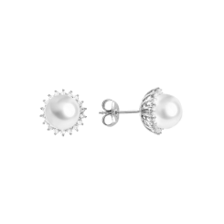 Ohrstecker mit Perle und Zirkonia 