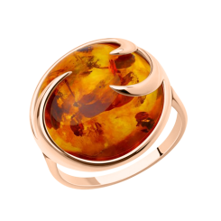 Damenring mit Bernstein vergoldet 