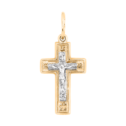 Pendant cross in yellow/white gold 