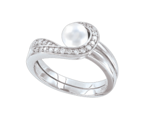 Damenring mit Perle und Zirkonia 