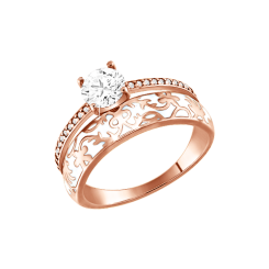 Кольцо из золочёного серебра с фианитами и эмалью 