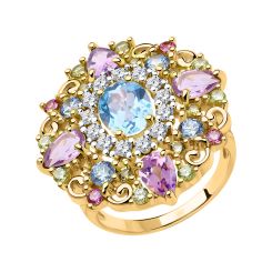 Damenring mit Zirkonia vergoldet 