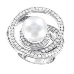 Damenring mit Perle und Zirkonia 