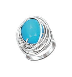 Damenring mit Türkis und Zirkonia 