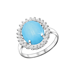 Damenring mit Türkis und Zirkonia 