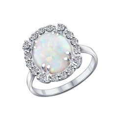 Damenring mit Opal und Zirkonia 