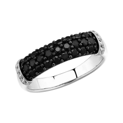Damenring mit schwarzen und farblosen Zirkonia 