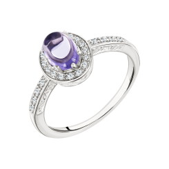 Damenring mit Amethyst und Zirkonia 