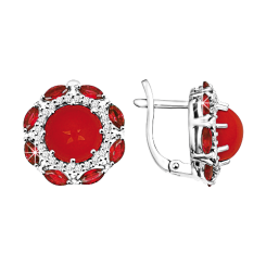 Ohrhänger mit Korallen und Zirkonia 