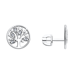 Серьги-пуссеты с фианитами 