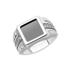 Herrenring mit Onyx und Zirkonia Ø 22,5