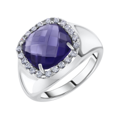 Damenring mit Tanzanit und Zirkonia 
