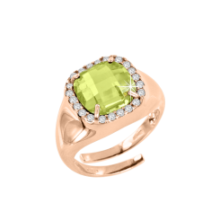 Damenring mit Peridot und Zirkonia 