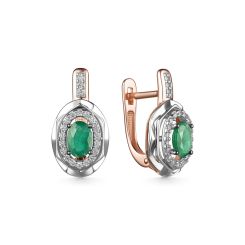 Серьги с изумрудом и бриллиантами 