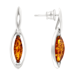 СЕРЬГИ-ПУССЕТЫ С  ЯНТАРЕМ 