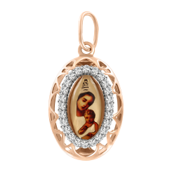Ikone - Anhänger mit Zirkonia und Gravur 