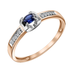 Damenring mit Brillanten und Saphir 