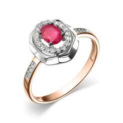 Кольцо с рубином и бриллиантами 