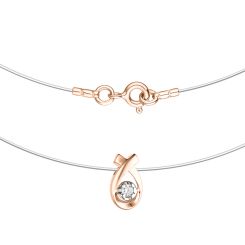 Unsichtbare Halskette mit Goldanhänger und Brillant 