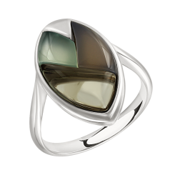 Кольцо с агатом и раухтопазом 