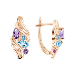 Серьги с топазами и аметистами 