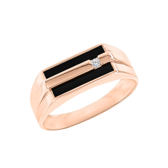 Men's ring with onyx and zirconia 