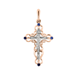 Anhänger Kreuz mit Saphir 