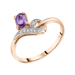 Кольцо с аметистом и фианитами 