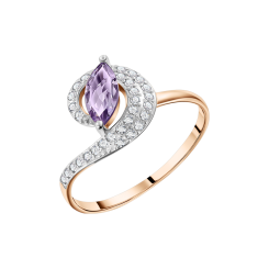 Women's ring with amethyst and zirconia 