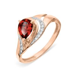 Women's ring with garnet and zirconia 