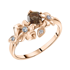 Damenring mit Rauchtopas und Zirkonia 