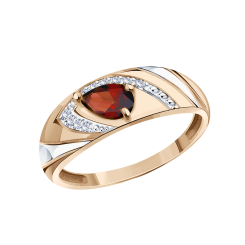 Women's ring with garnet and zirconia 