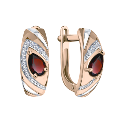 Earrings with garnets and zirconia 