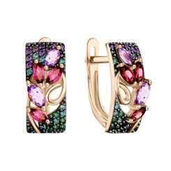 Ohrhänger mit Amethysten, Rhodolithen und Zirkonia 