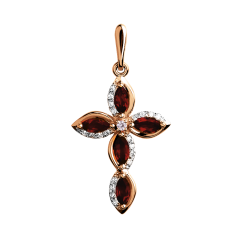 Anhänger – Kreuz mit Zirkonia und Granat 