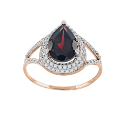 Damenring mit Granat und Zirkonia 