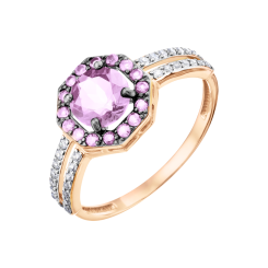 Damenring mit Amethysten und Zirkonia 