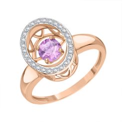Damenring mit Amethyst und Zirkonia 