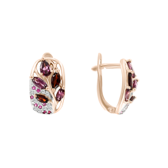 Ohrringe mit Granaten, Rodolithen und Zirkonia 