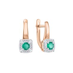 Earrings with green agate and zirconia 