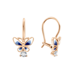 Серьги с эмалью и фианитом 