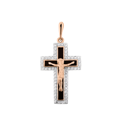 Anhänger - Kreuz mit Zirkonia und Emaille 