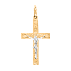 Pendant cross in yellow/white gold 